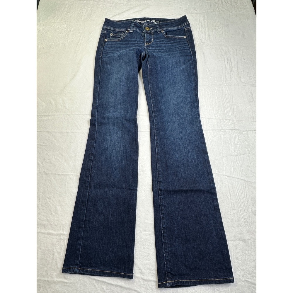 American Eagle Slim Boot Jeans Womens 2 Dark Wash Blue Stretch Denim Bootcut
